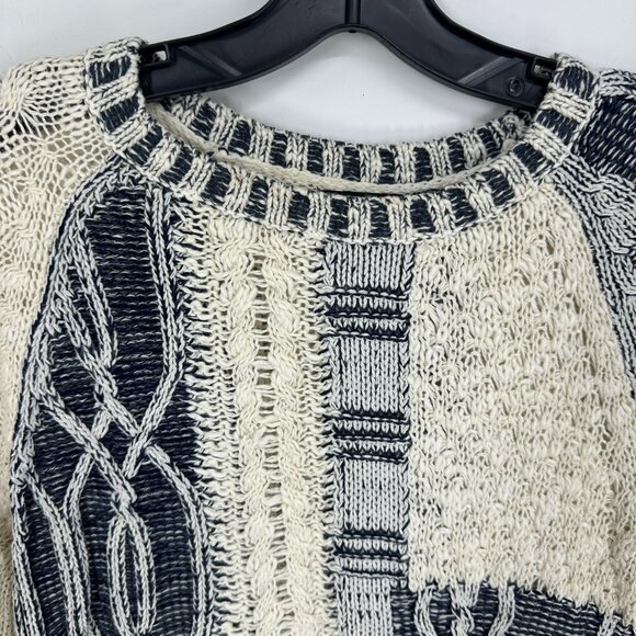 Chaps Black and Cream Patchwork Sweater - Picture 6 of 7